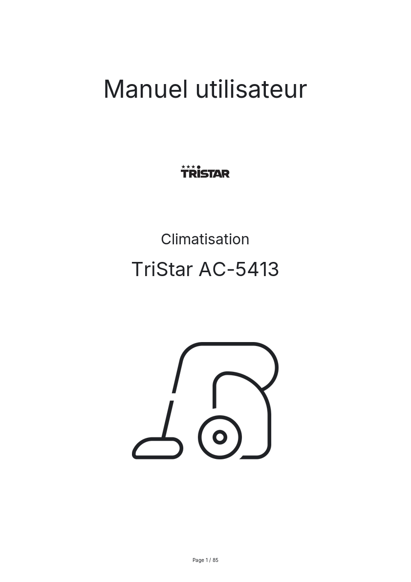 Page n°1 - Manuel utilisateur TriStar AC-5413