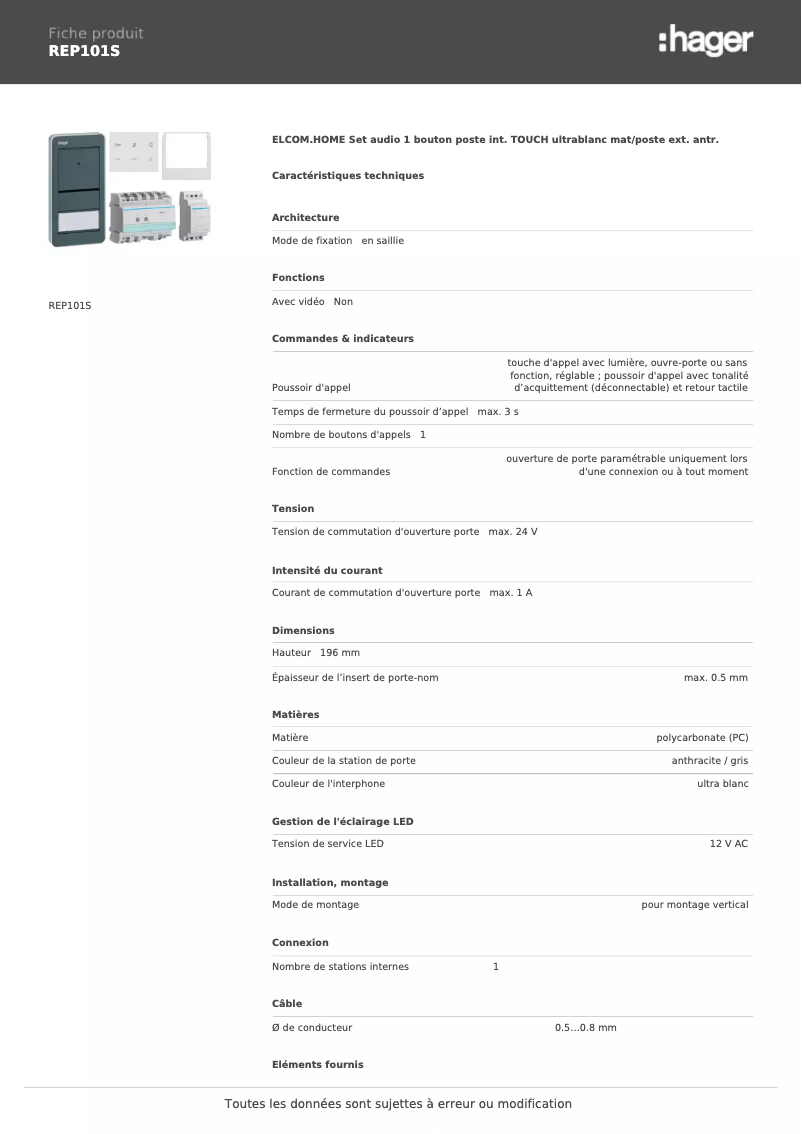 Image de la première page du manuel de l'appareil REP101S