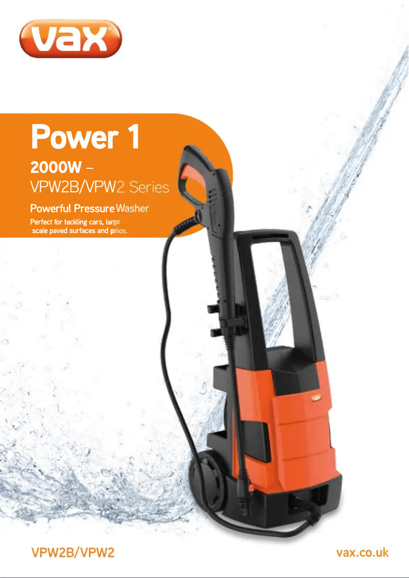 Page 1 de la notice Manuel utilisateur Vax Power Range VPW2B