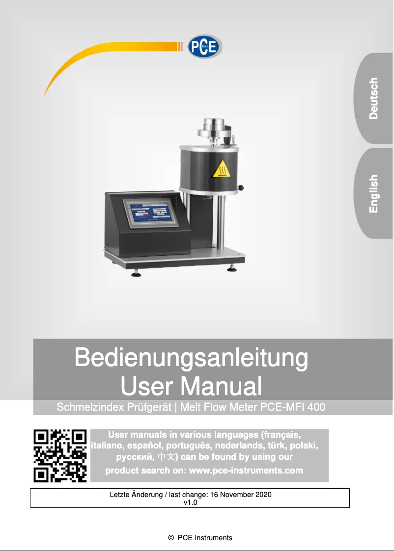 Page 1 de la notice Manuel utilisateur PCE Instruments PCE-MFI 400