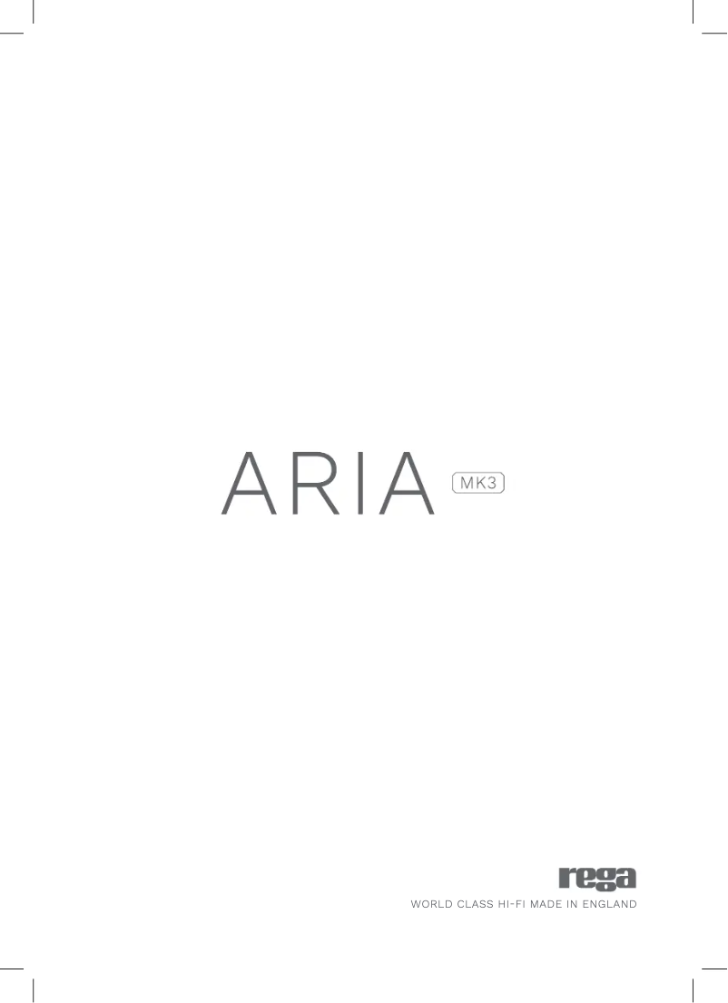 Page n°1 - Manuel utilisateur Rega Aria MK3