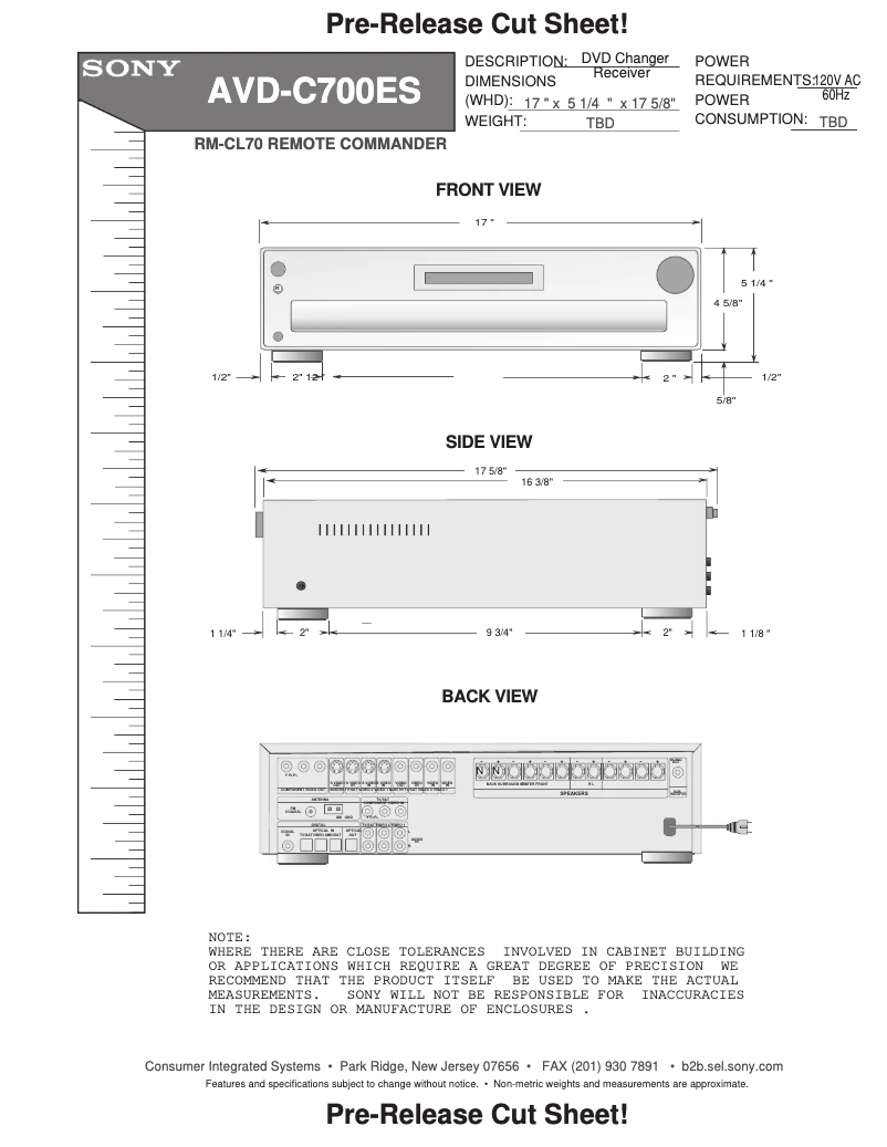 Page 1 de la notice Guide d'installation Sony AVD-C700ES