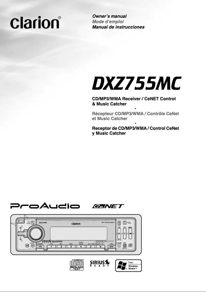 Página 1 del manual Manual de usuario Clarion DXZ755MC