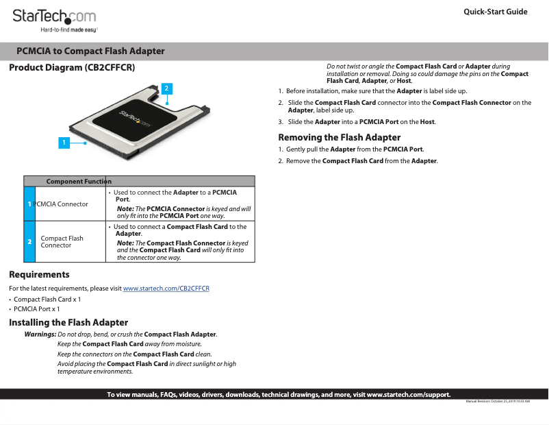 Page 1 de la notice Manuel utilisateur StarTech.com CB2CFFCR