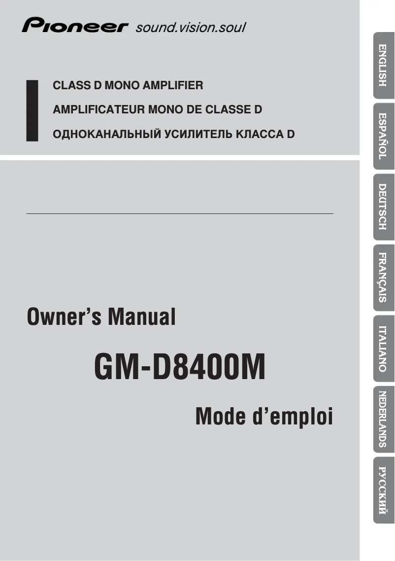 Image de la première page du manuel de l'appareil GM-D8400M
