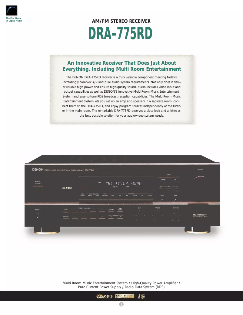 Page 1 de la notice Manuel utilisateur Denon DRA-775RD