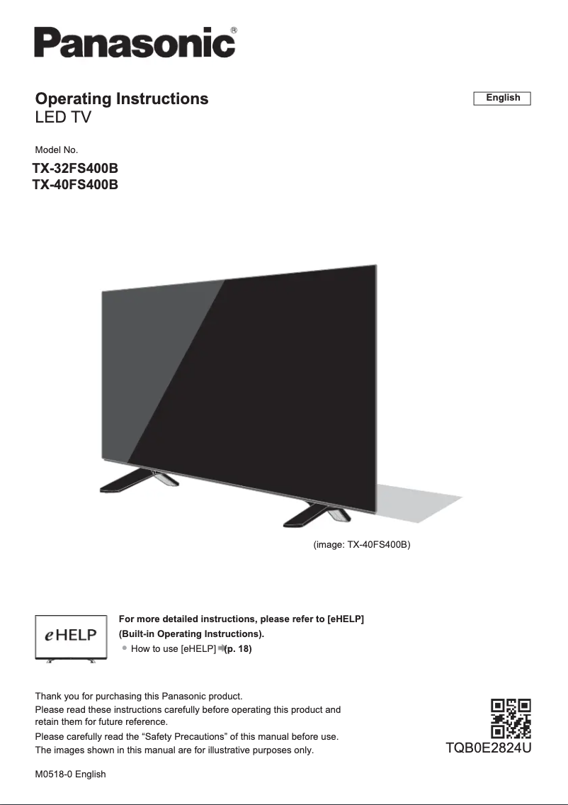 Page 1 de la notice Guide de démarrage rapide Panasonic TX-32FS400B