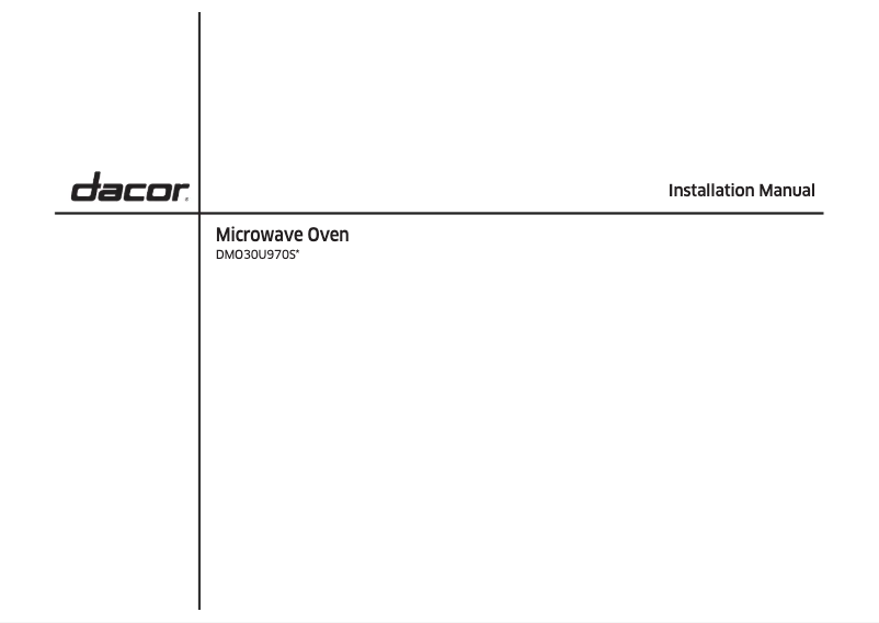 Page n°1 - Guide d'installation Dacor DMO30U970SS