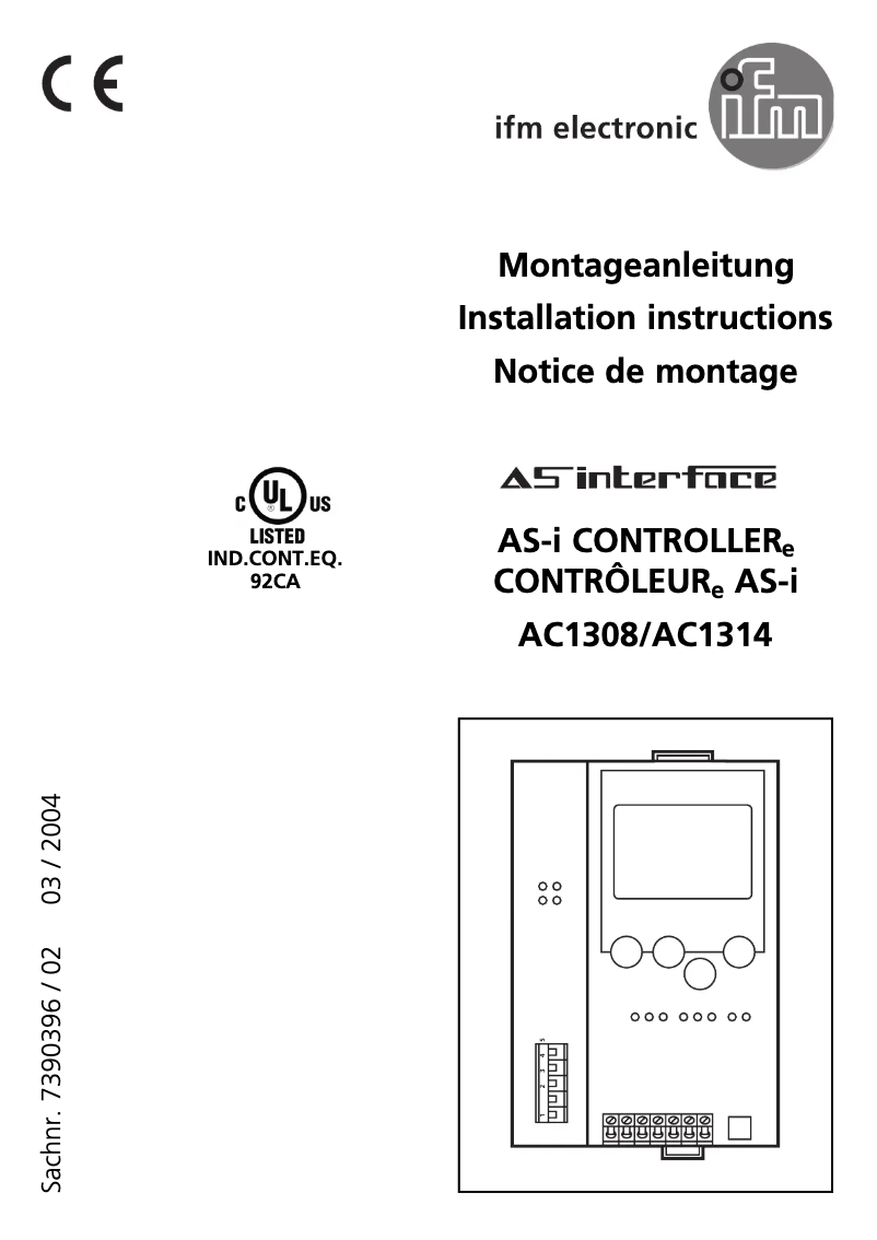 Page n°1 - Manuel utilisateur IFM AC1308