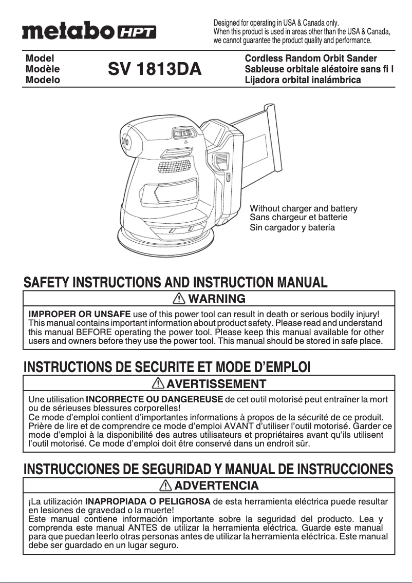 Image de la première page du manuel de l'appareil SV 1813DA