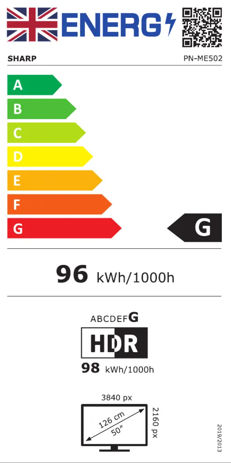 Page n°1 - Label énergétique Sharp MultiSync ME502
