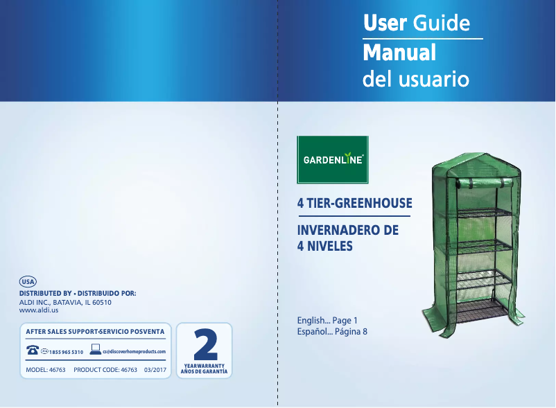 Page n°1 - Manuel utilisateur Gardenline 4-Tier Greenhouse 46763