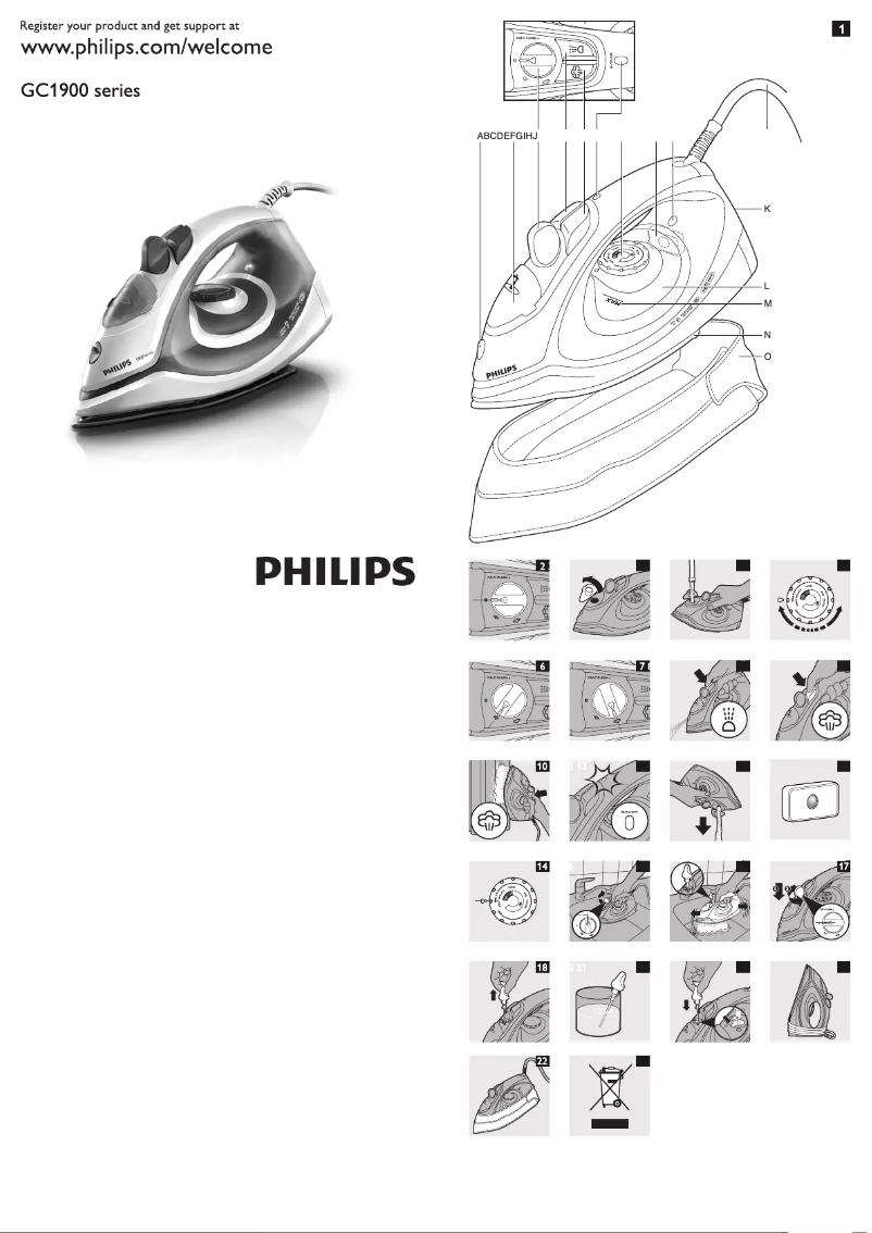 Página 1 del manual Guía de inicio rápido Philips 1900 series GC1910