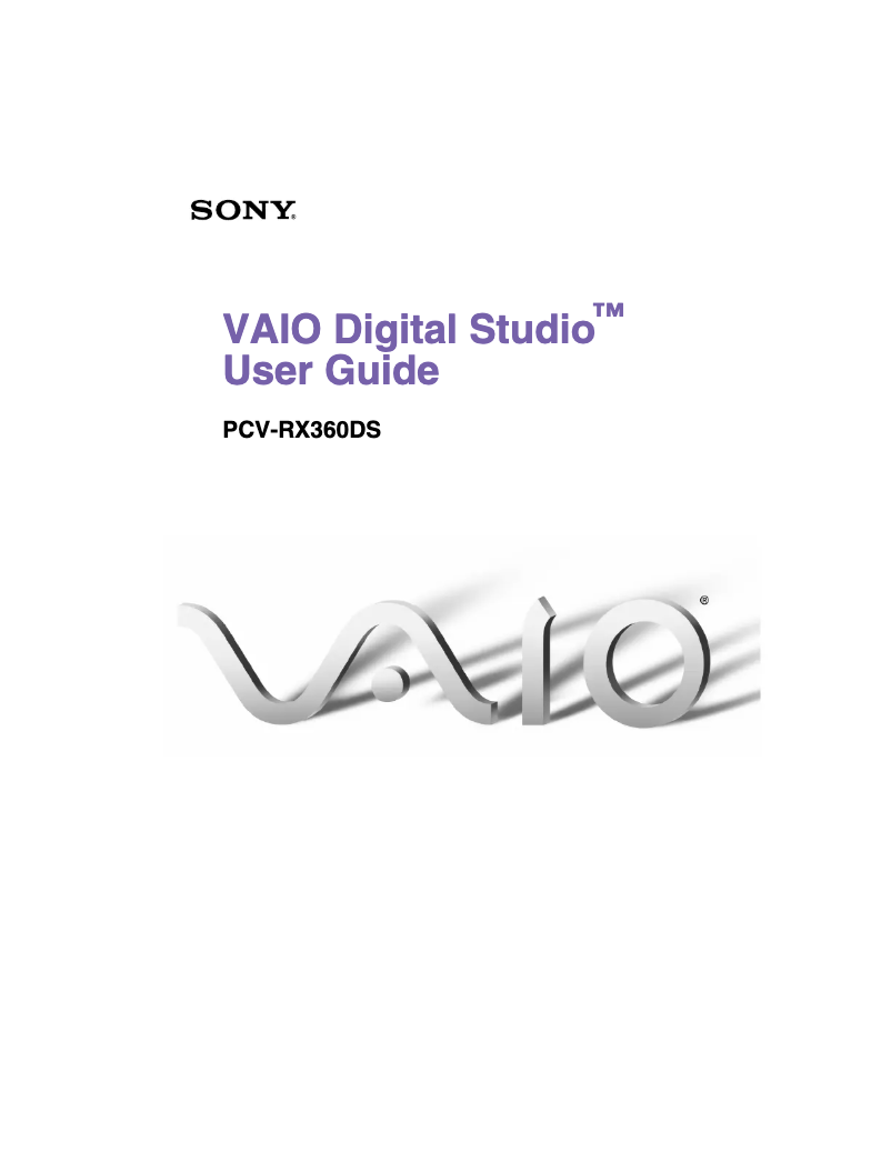 Image de la première page du manuel de l'appareil Vaio PCV-RX360DS