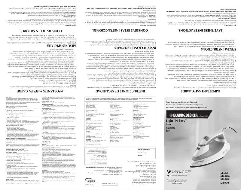 Page 1 de la notice Manuel utilisateur Black & Decker F950
