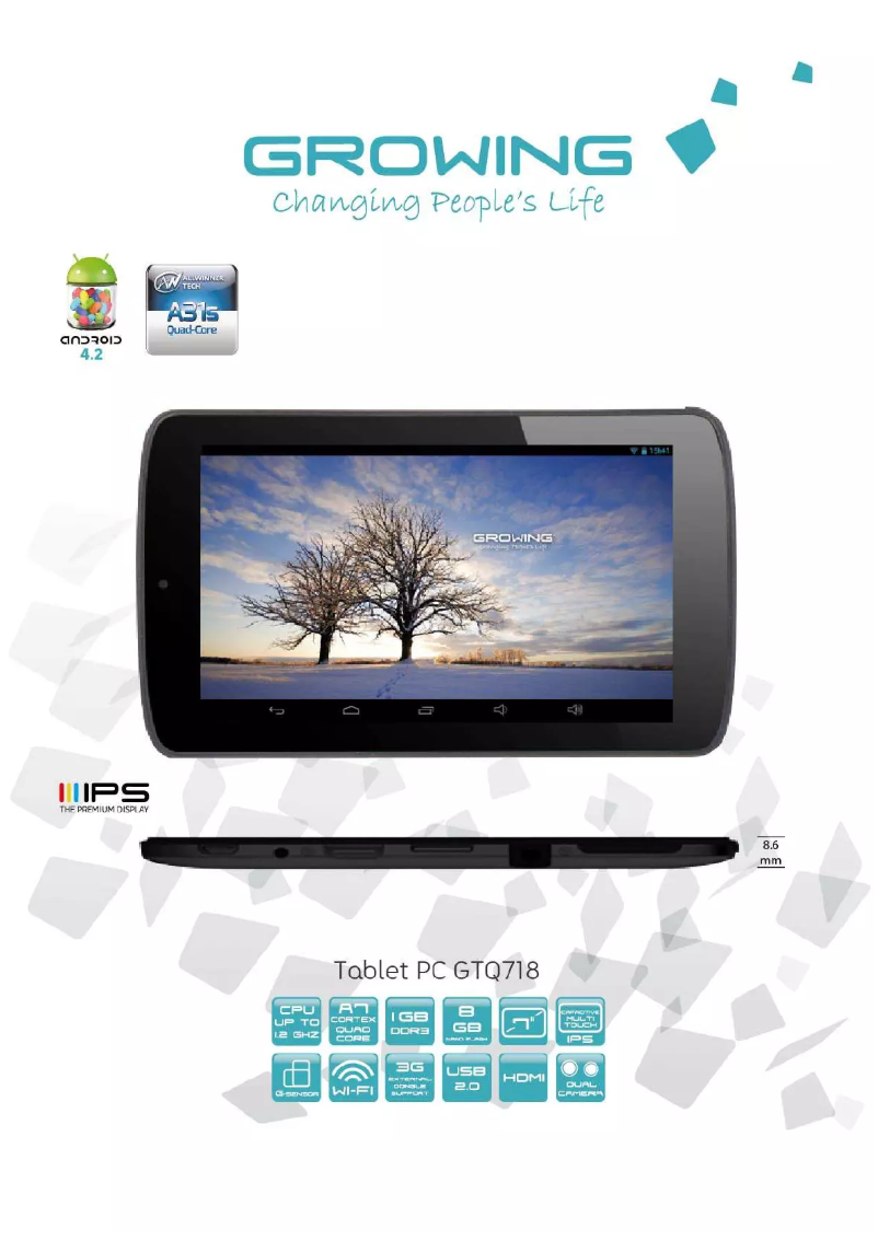 Page 1 de la notice Manuel utilisateur Growing GTQ718