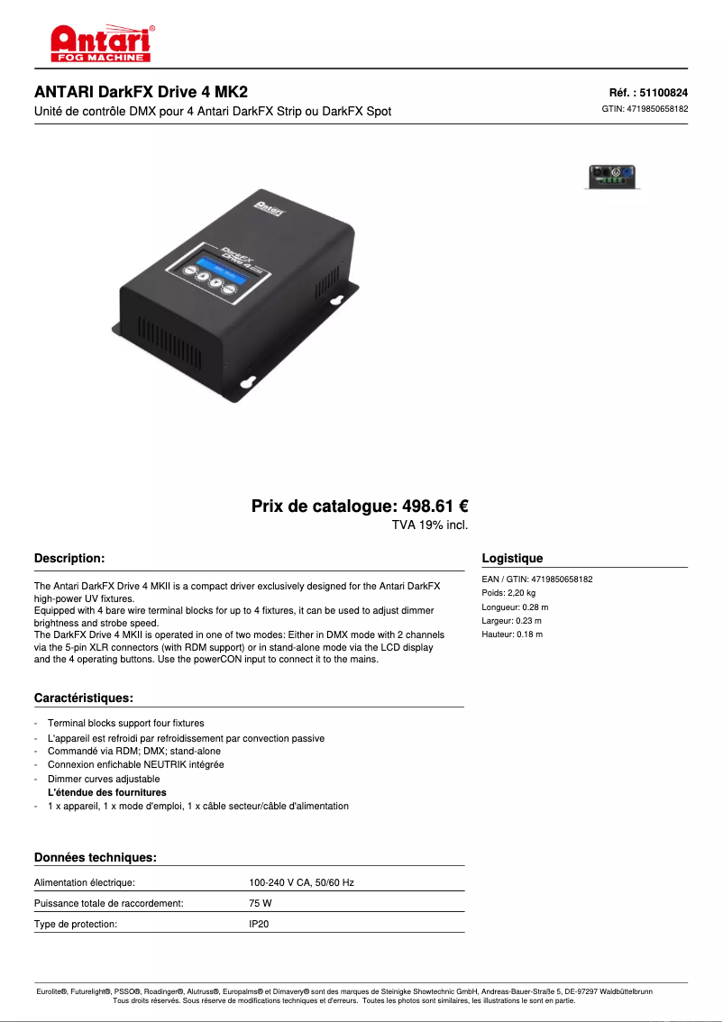 Image de la première page du manuel de l'appareil DarkFX Drive 4 MK2