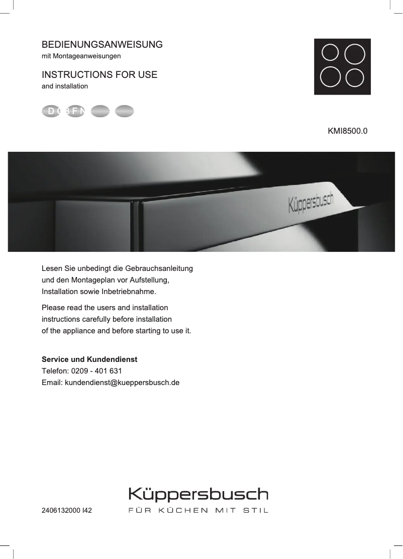 Page n°1 - Manuel utilisateur Küppersbusch KMI8500.0SR