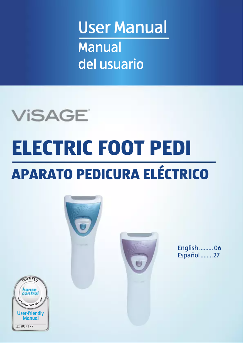 Page n°1 - Manuel utilisateur Visage Electric Foot Pedi 95481
