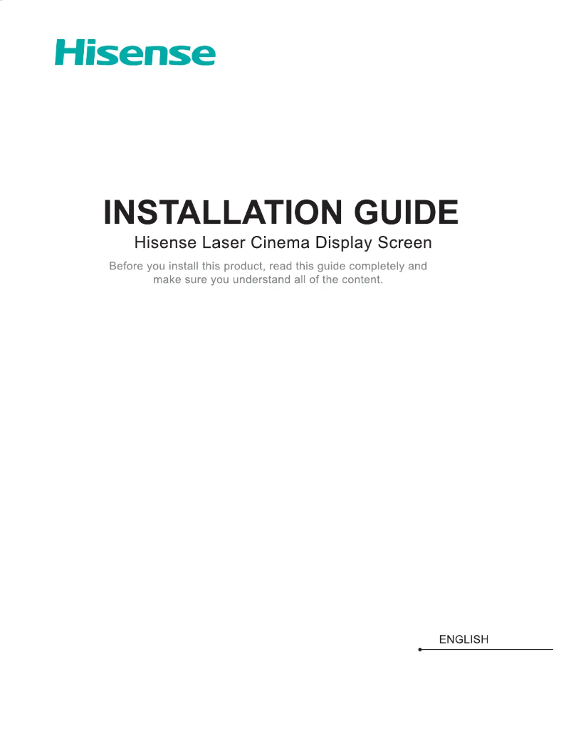 Page n°1 - Guide d'installation Hisense 100L9G-DLT100B