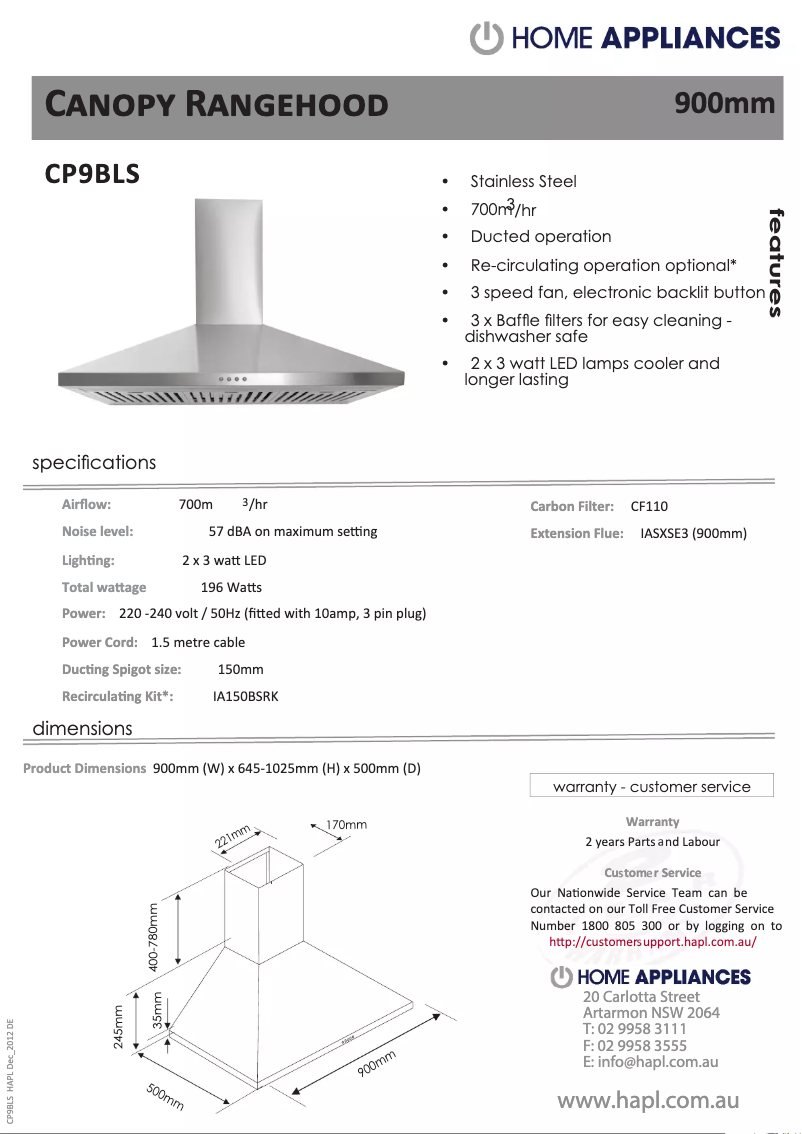 Imagen de la primera página del manual del dispositivo CP9BLS