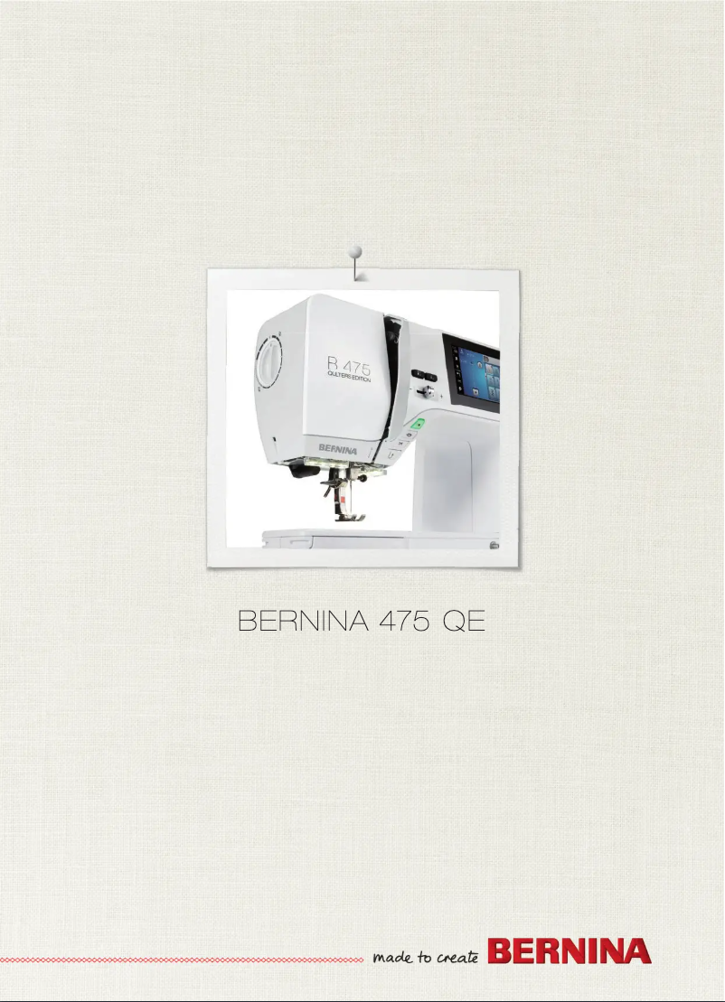 Page n°1 - Manuel utilisateur Bernina 475 QE
