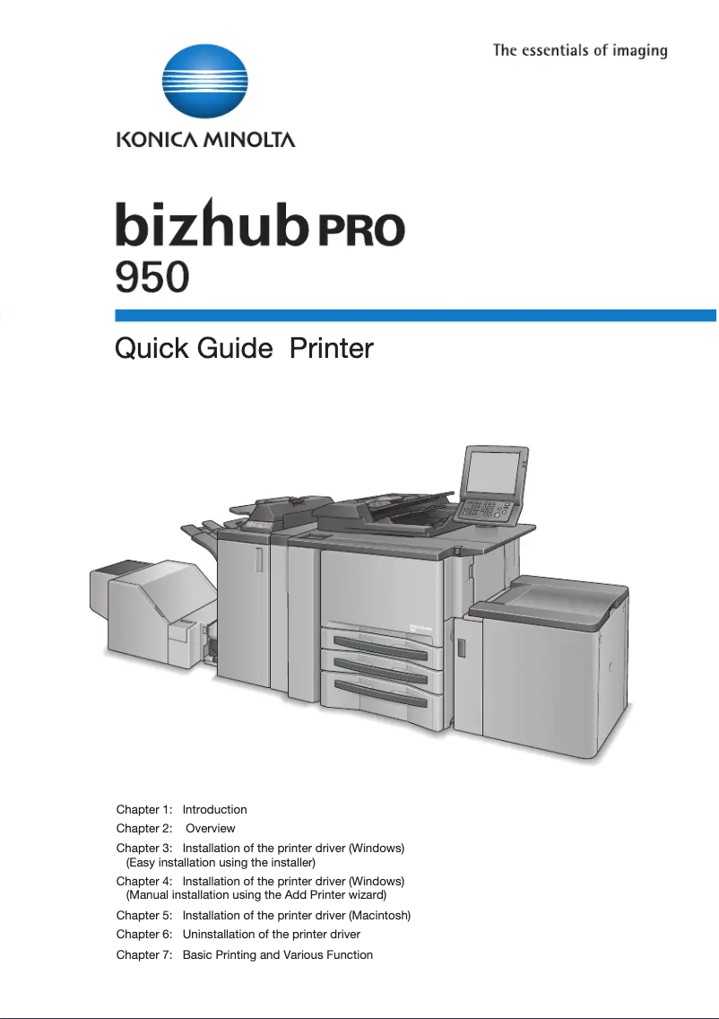 Page n°1 - Manuel utilisateur Konica Minolta bizhub pro 950