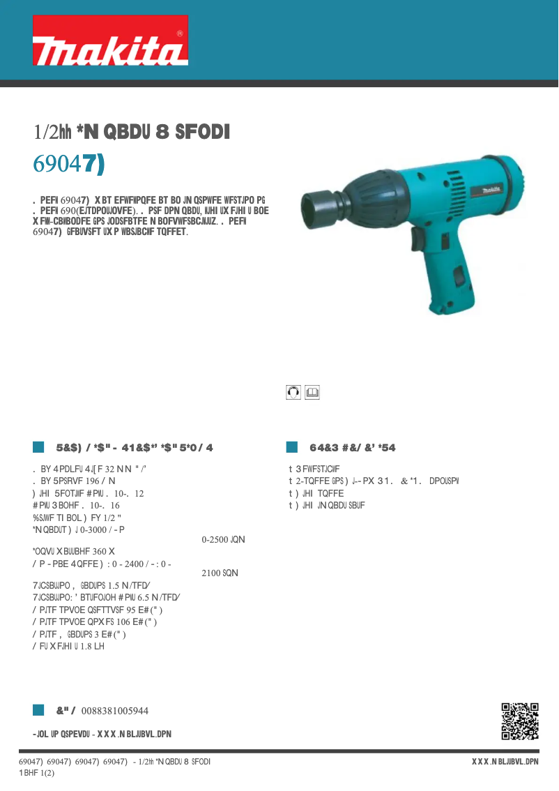 Page 1 de la notice Fiche technique Makita 6904VH
