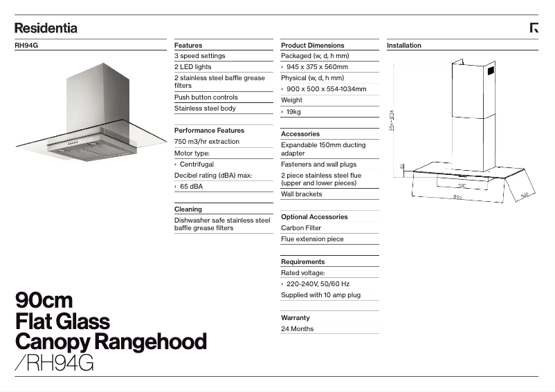 Página 1 del manual Ficha técnica Esatto RH94G