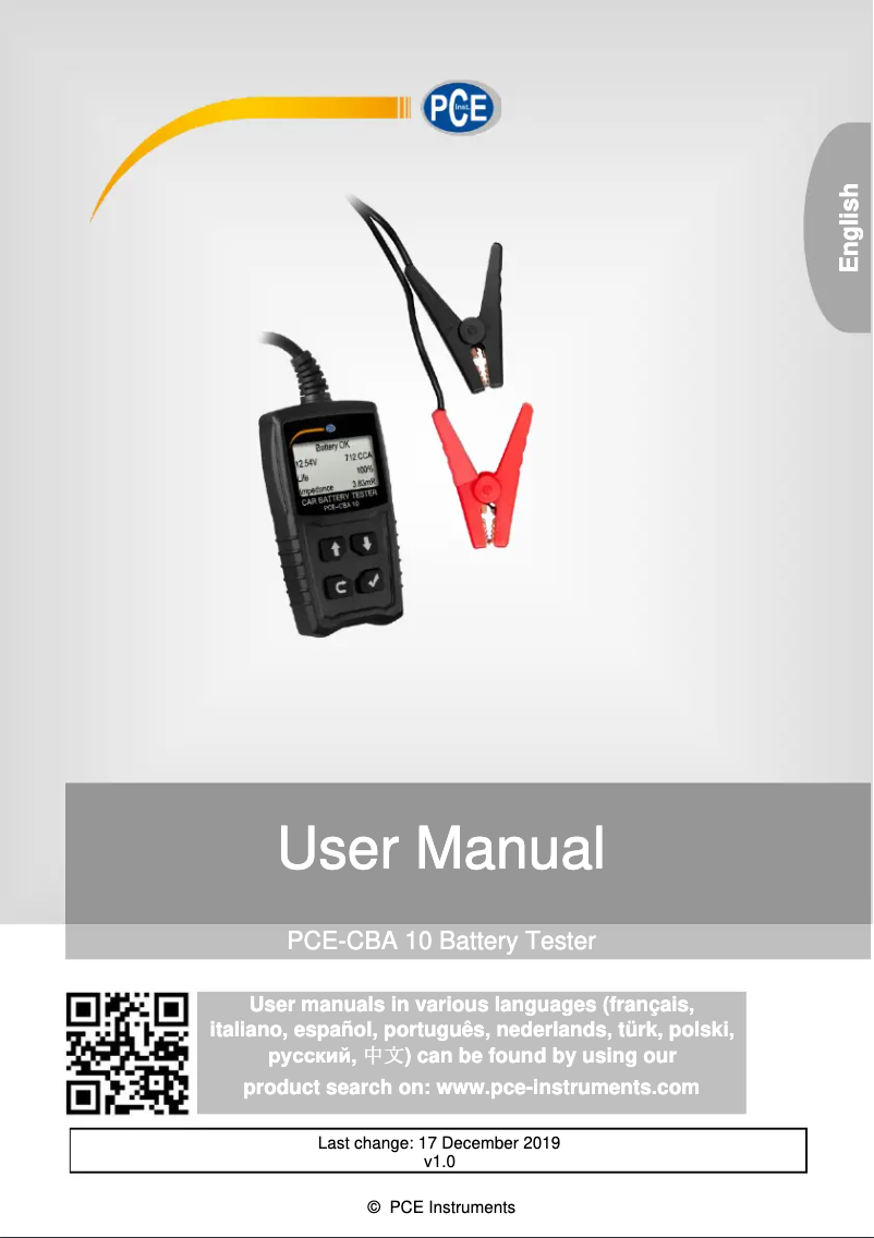 Image de la première page du manuel de l'appareil PCE-CBA 10