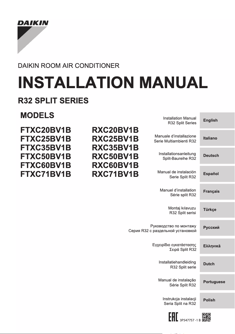 Página 1 del manual Manual de usuario Daikin FTXC25BV1B