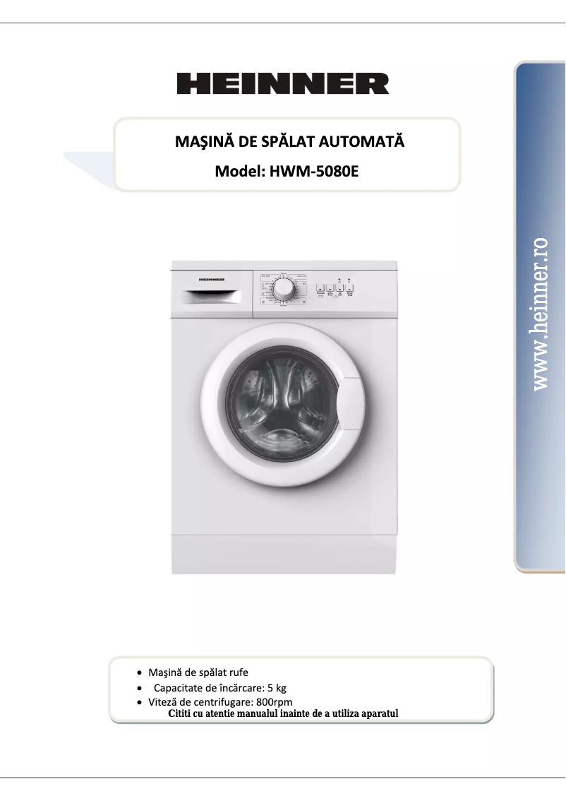 Page 1 de la notice Manuel utilisateur Heinner HWM-5080E