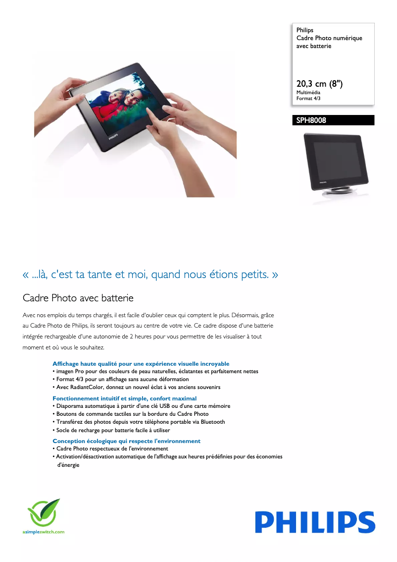 Imagen de la primera página del manual del dispositivo SPH8008