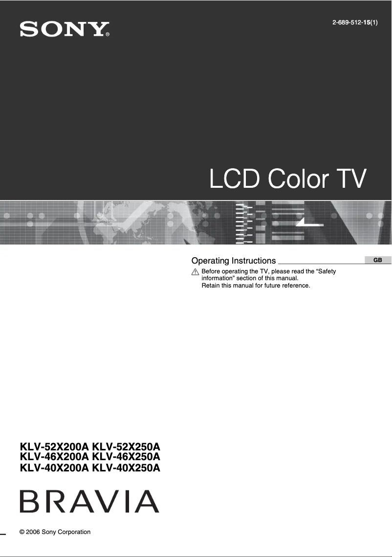 Page n°1 - Manuel utilisateur Sony Bravia KLV-40X200A