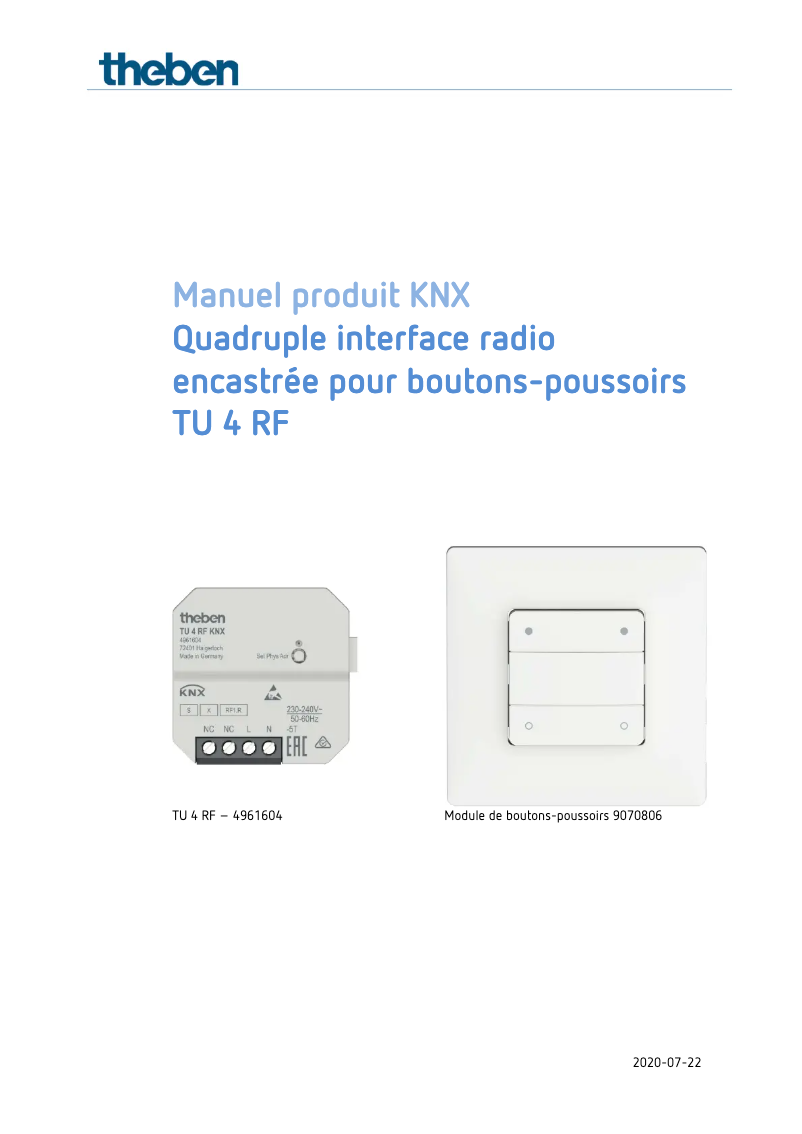 Page n°1 - Manuel utilisateur Theben TU 4 S RF KNX