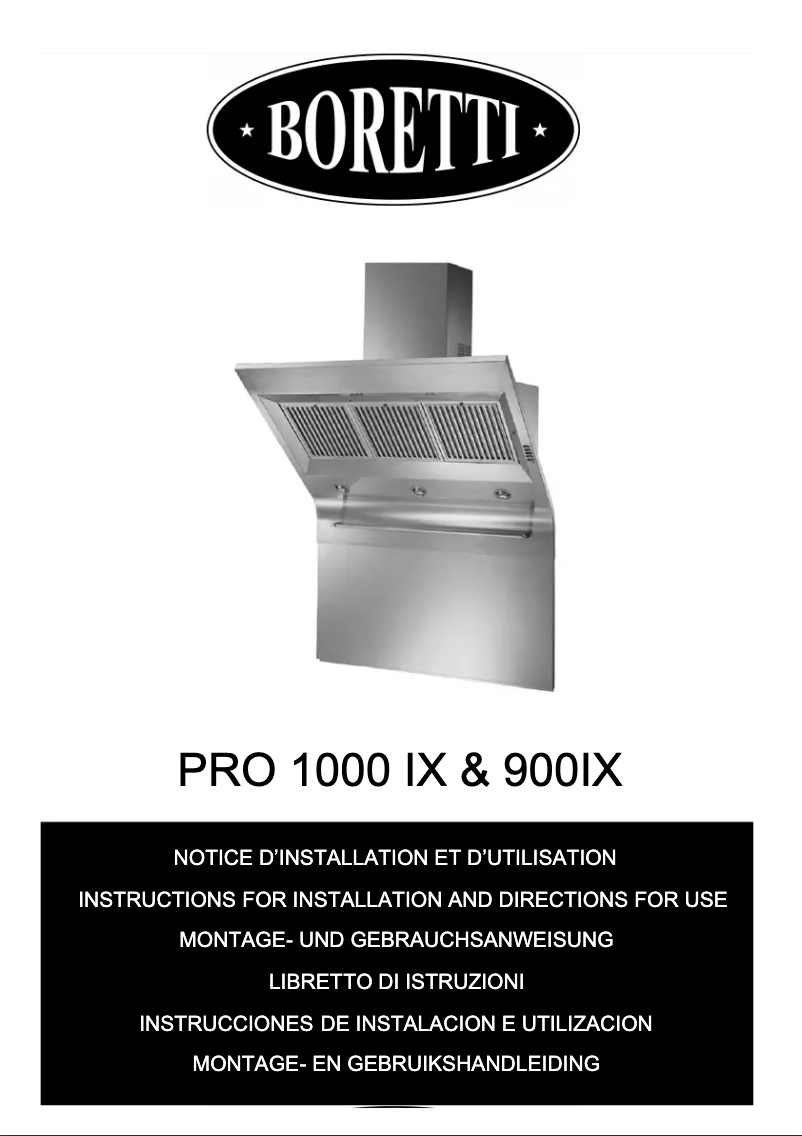 Page 1 de la notice Manuel utilisateur Boretti PRO 900 IX