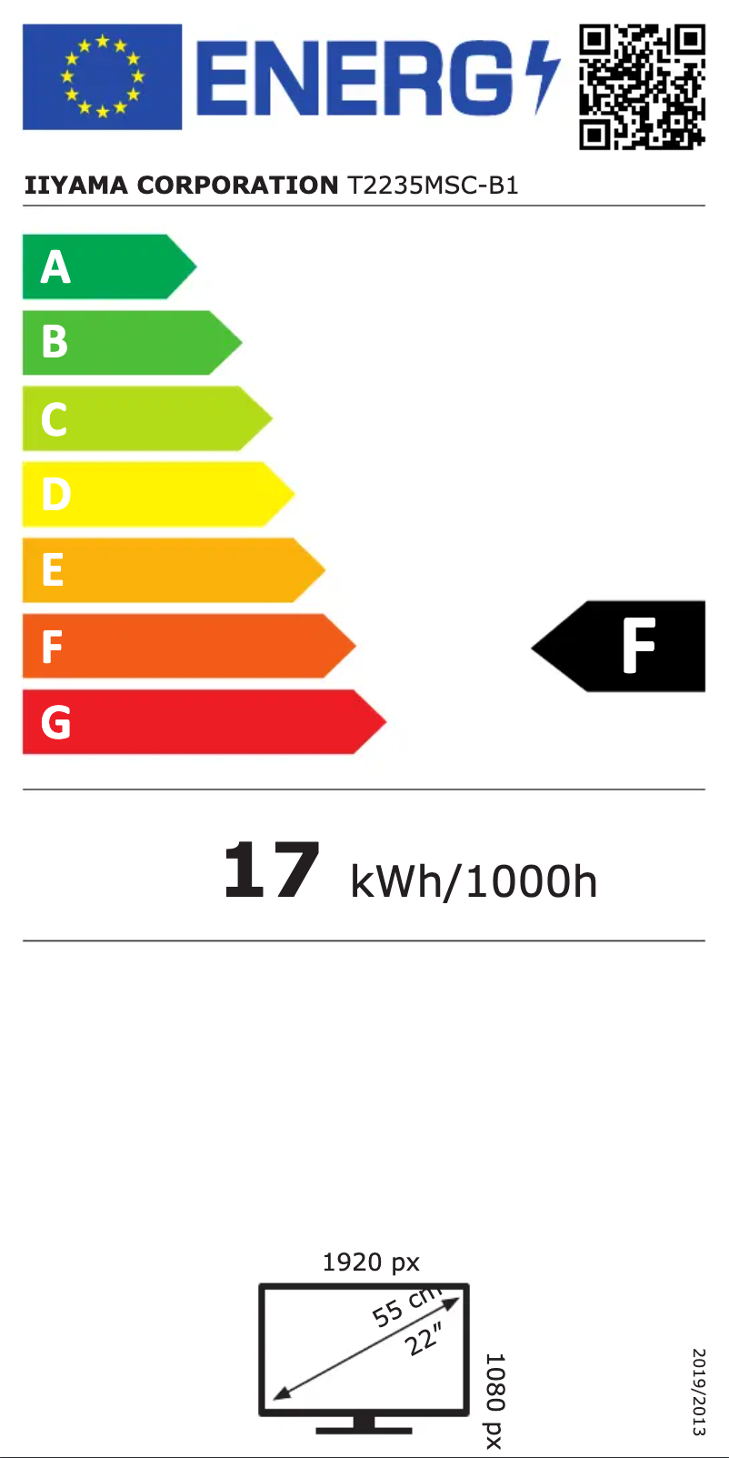 Page n°1 - Label énergétique Iiyama ProLite T2235MSC
