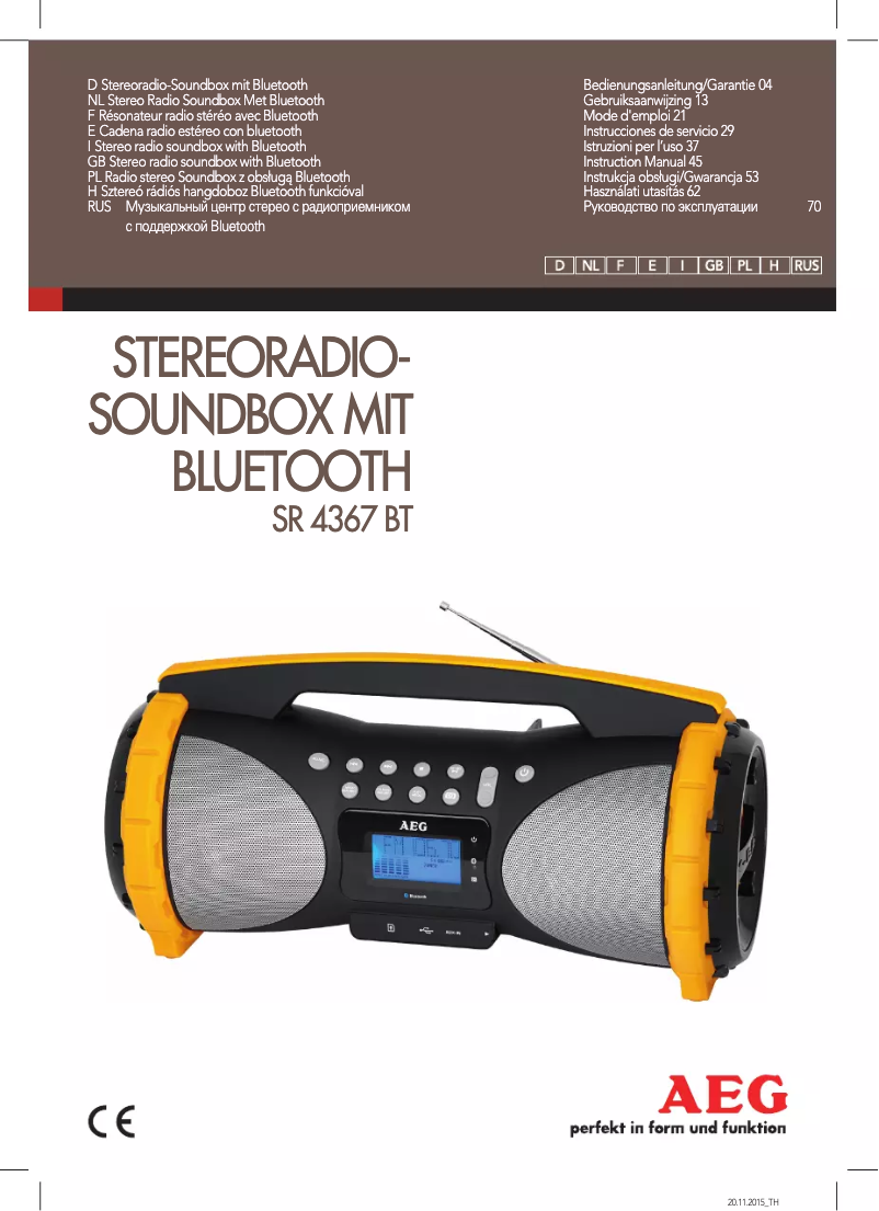 Page 1 de la notice Manuel utilisateur AEG SR 4367 BT