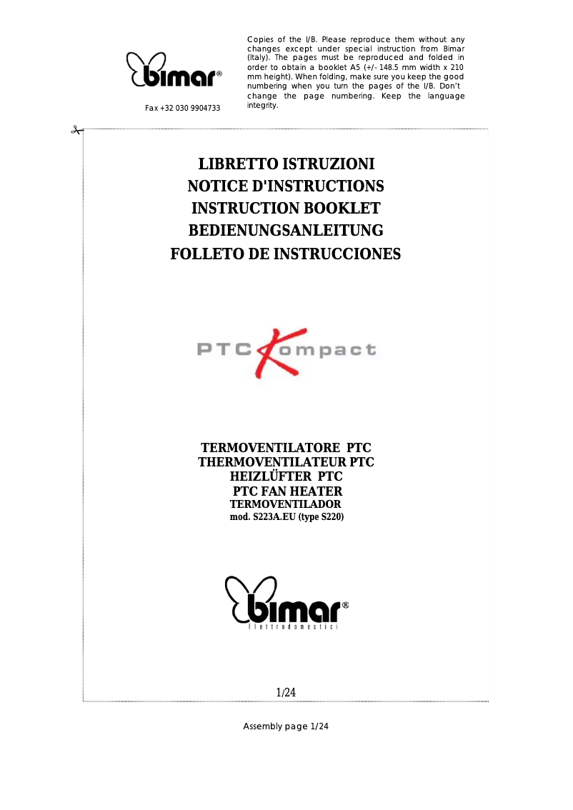 Image de la première page du manuel de l'appareil S223A.EU