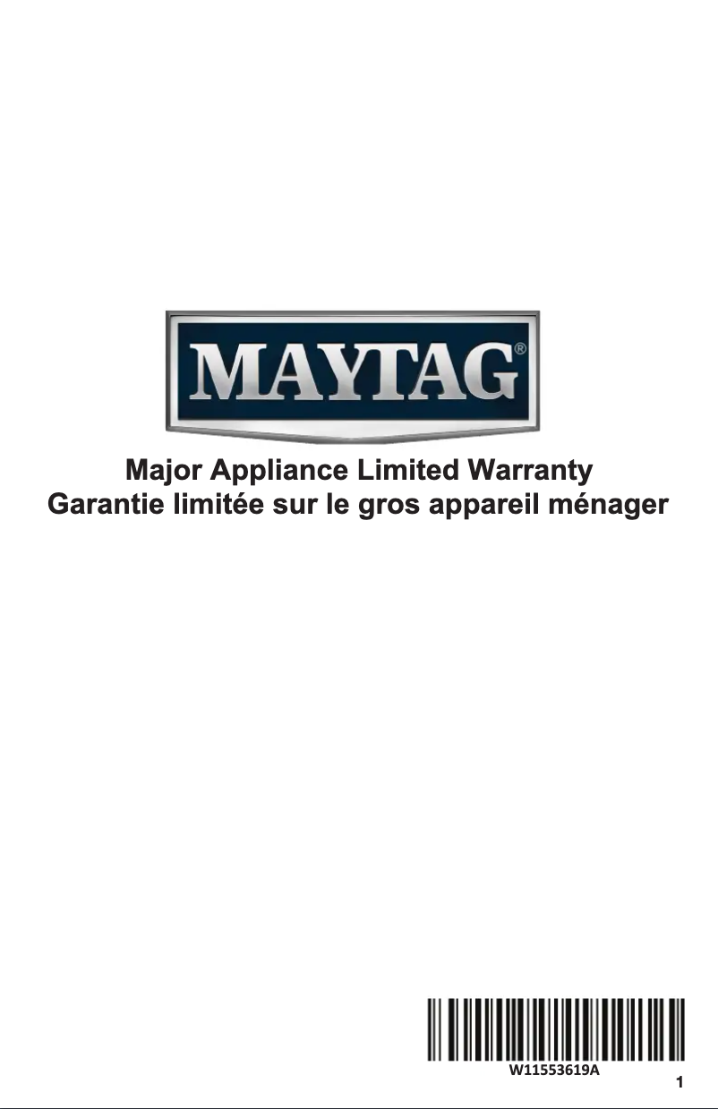 Page n°1 - Informations de garantie Maytag MMMF6030PW