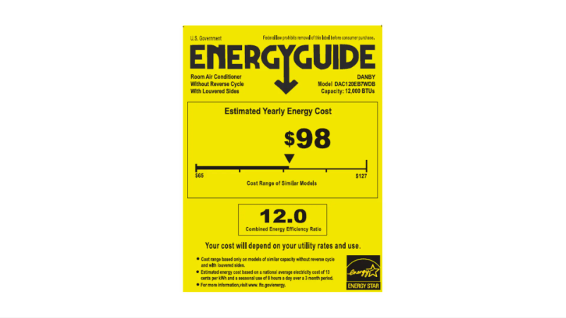 Página 1 del manual Etiqueta energética Danby DAC120EB7WDB