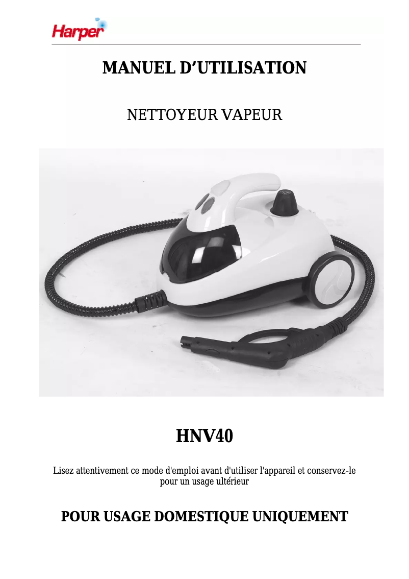 Image de la première page du manuel de l'appareil HNV40