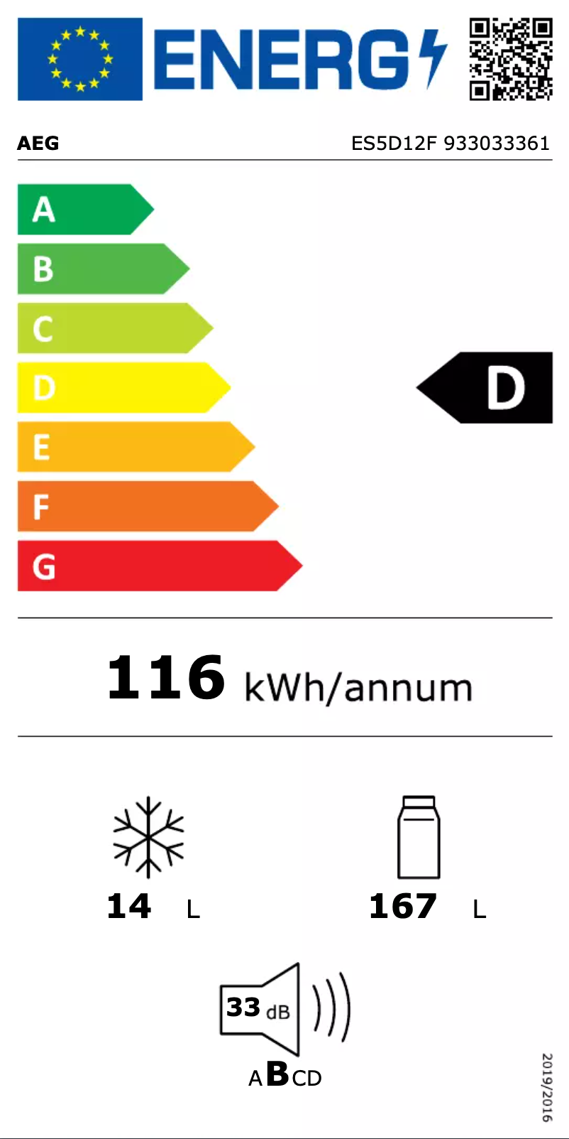 Página 1 del manual Etiqueta energética AEG ES5D12F