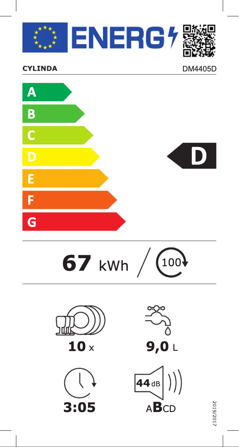 Page 1 de la notice Label énergétique Cylinda DM4405D