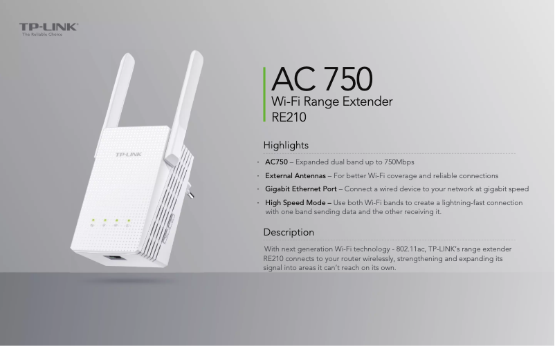 Page n°1 - Fiche technique TP-Link RE210