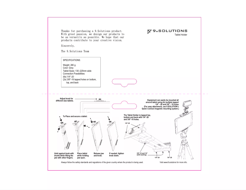 Image de la première page du manuel de l'appareil Tablet Holder