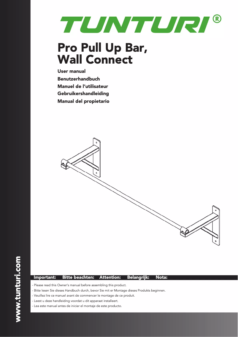 Page 1 de la notice Manuel utilisateur Tunturi Pro Pull Up Bar, Wall Connect