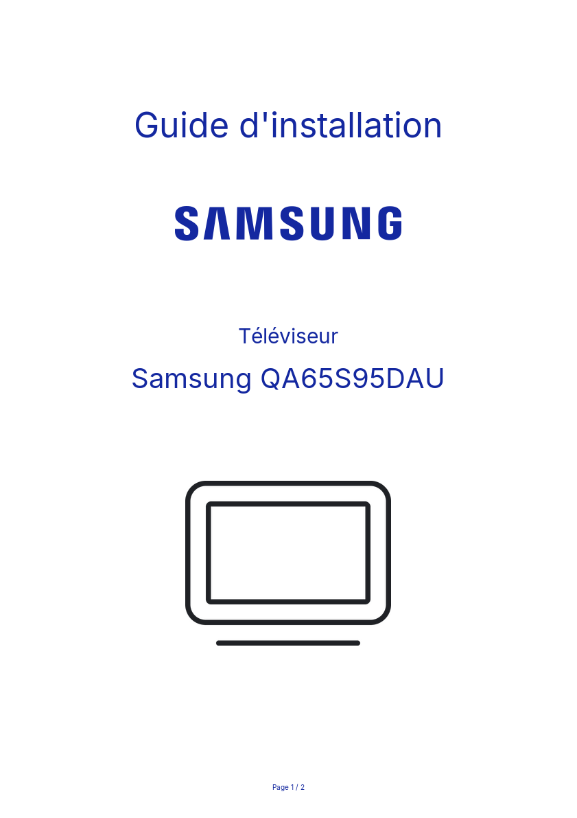 Page n°1 - Guide d'installation Samsung QA65S95DAU