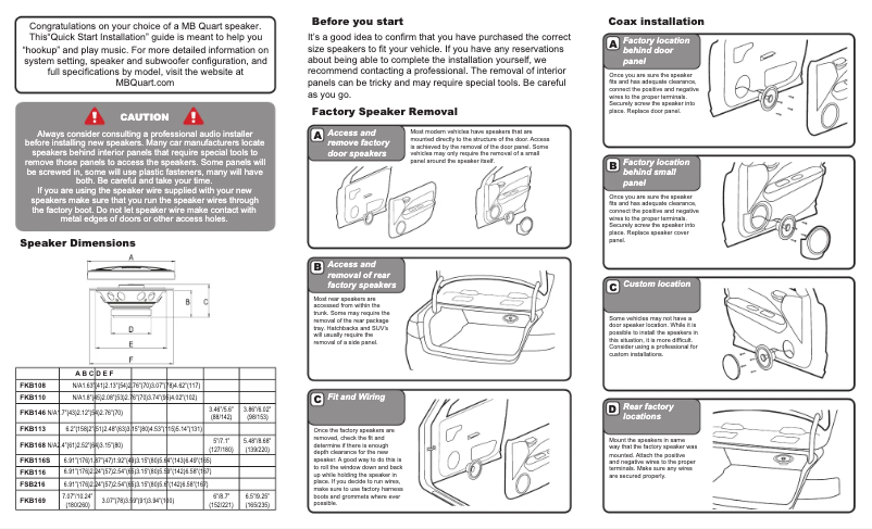 Page n°1 - Manuel utilisateur MB Quart FKB116S