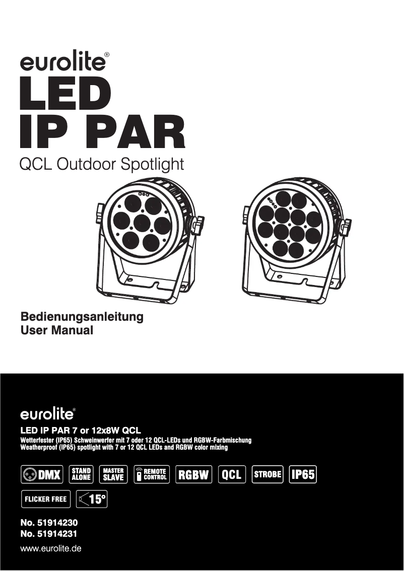 Page 1 of the manual Technical Sheet Eurolite LED IP PAR